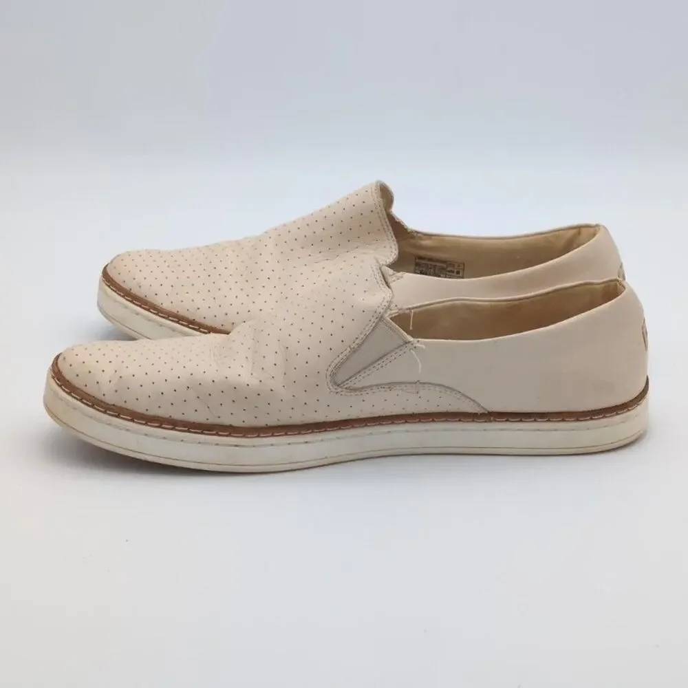 UGG Shoes Womens Size 11 Beige Keile Perforated Slip-On Leather Casual Flats